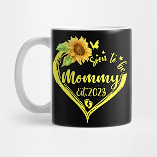 Womens Soon To Be Mommy Est 2023 Sunflower Mug